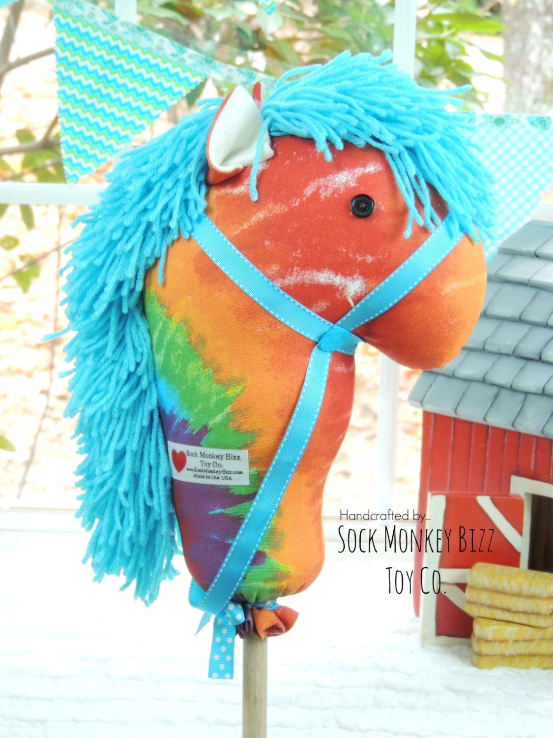 Stick Horse Kid's RideOn Toy Rainbow Tie Dye Hobby