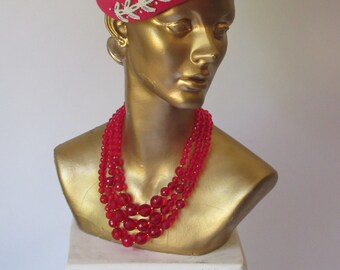 Vintage 1950s Lipstick Pink Felted Hat