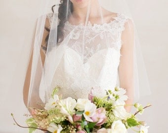 Bridal Veil, Chapel Veil with Blusher, Wedding Veil, Chapel Length Wedding Veil, Tulle Veil, Drop Veil, Bridal Veil, Ivory Tulle Veil,