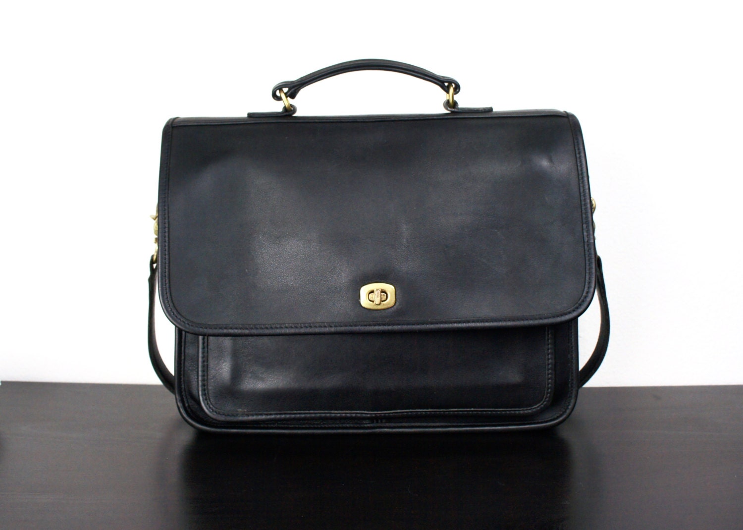 coach briefcase black