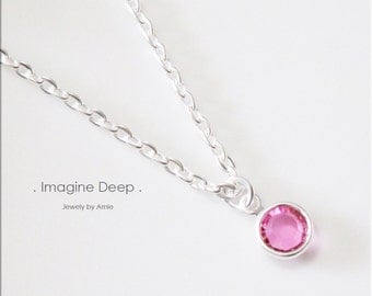 40% off SPECIAL Pink Crystal Necklace 16 17 18 inch Silver Plated Rose Pink Fuschia Fuchsia Magenta Tourmaline -like Swarovski Crystal