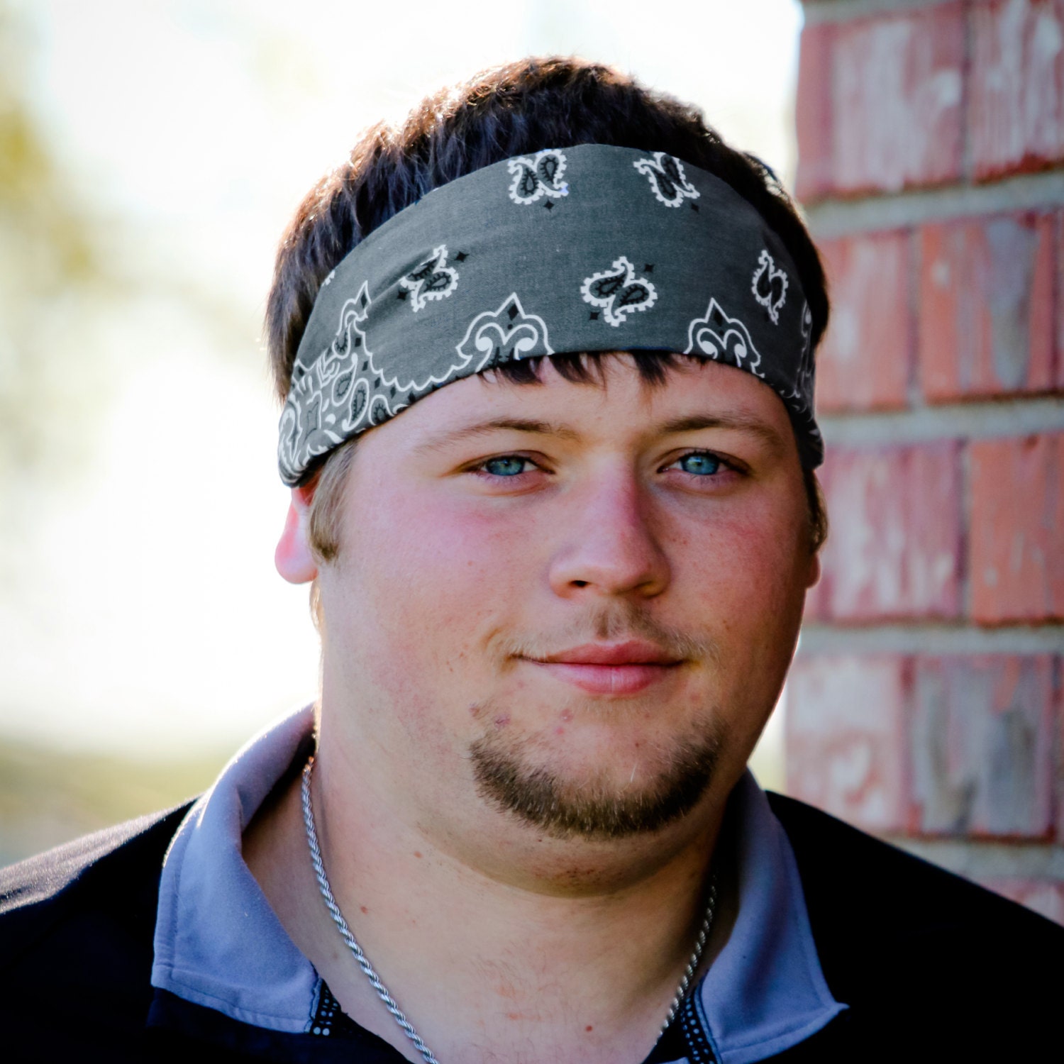 Men's Bandana Head Wrap Charcoal Gray Bandanna Headband