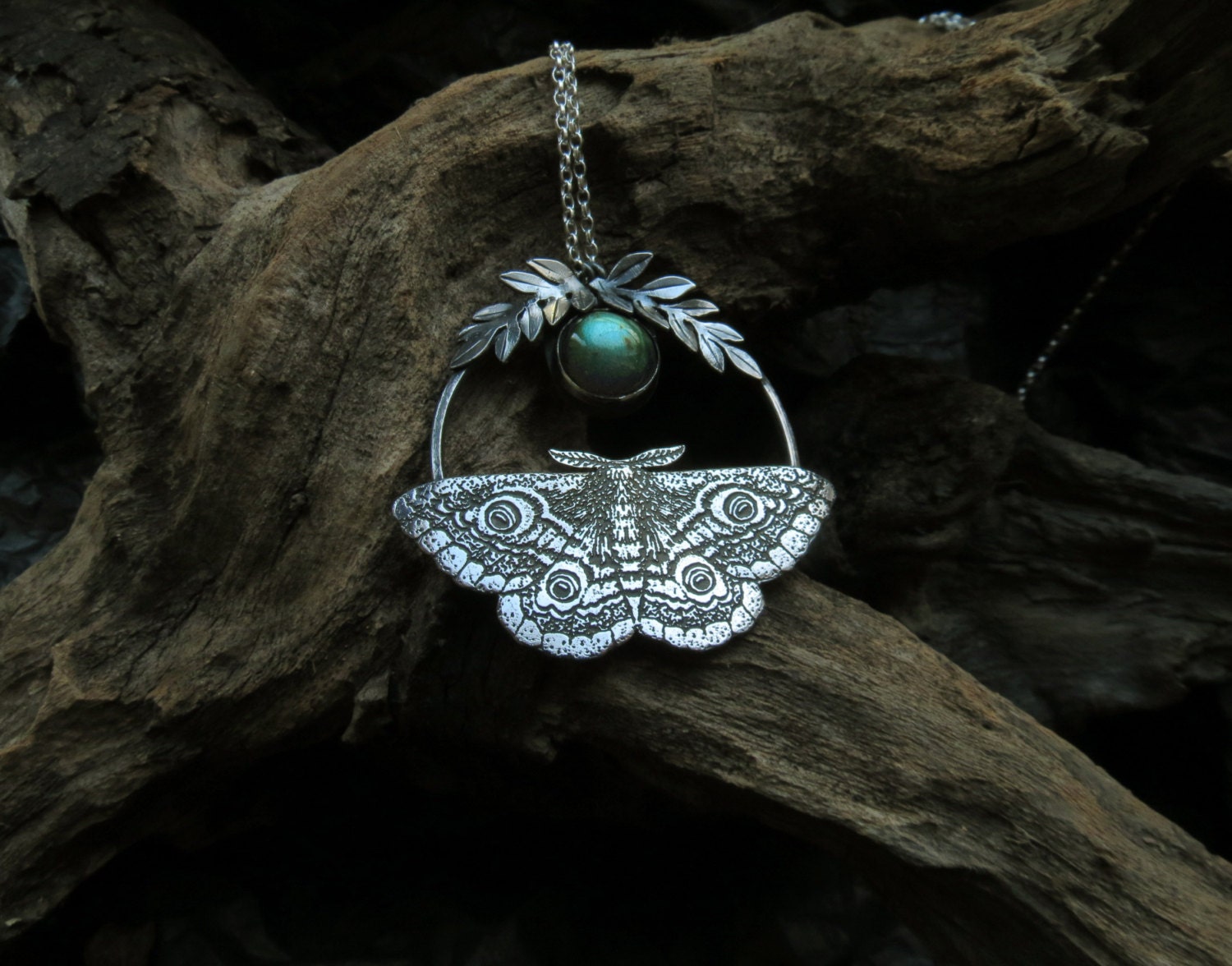 Moth Necklace Silver Moth Necklace Emperor Moth by spaceweaver