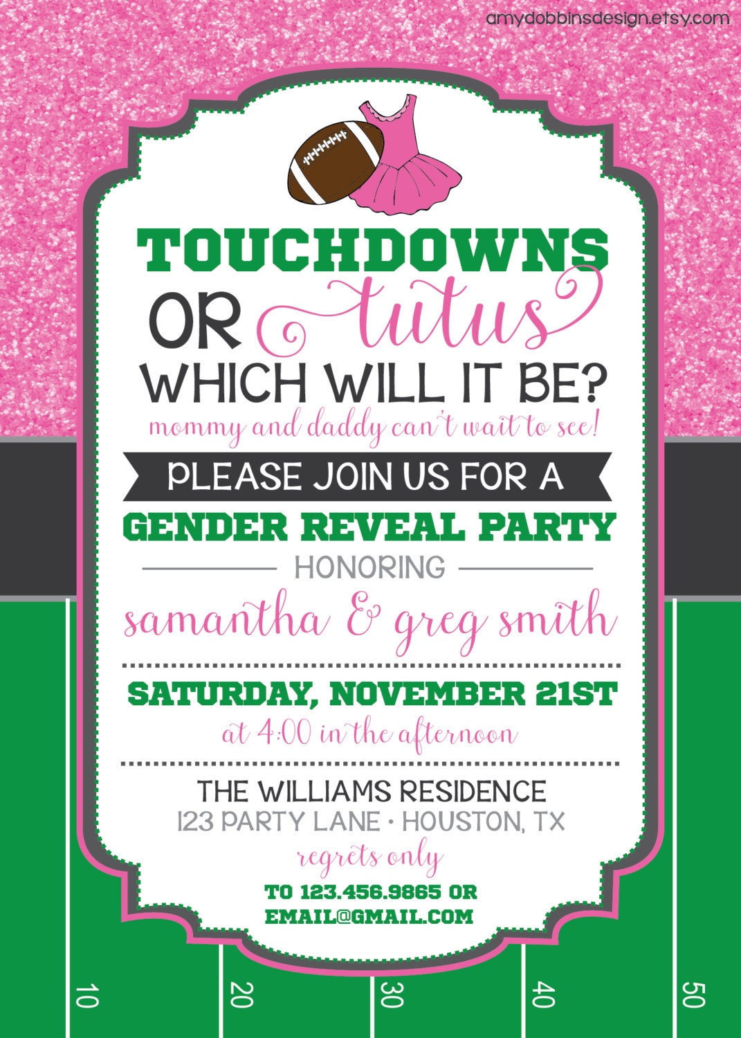 Touchdowns Or Tutus Invitations 2