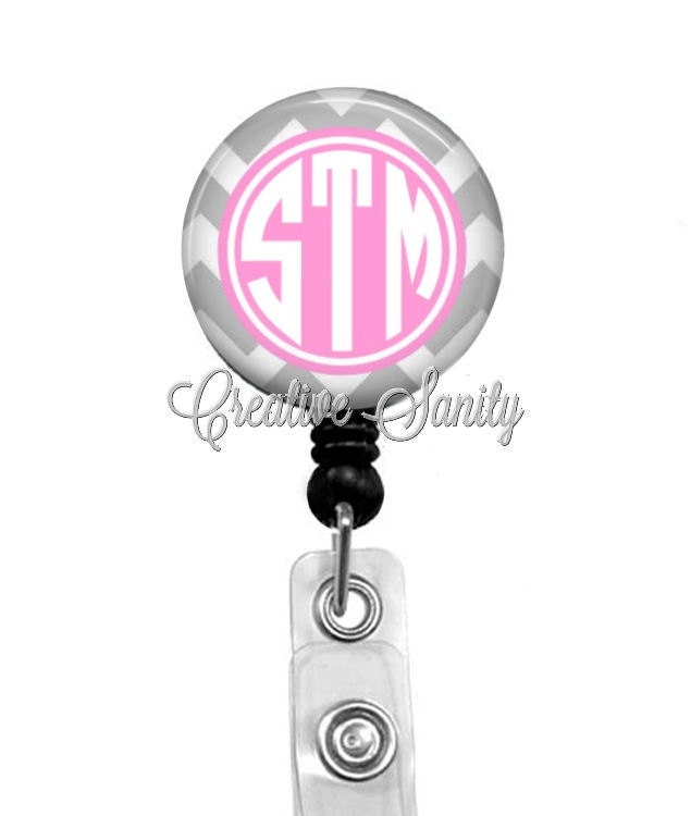 Monogram Retractable ID Badge Holder Monogram by CreativeSanity