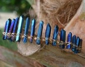 The Blue Princess Crown, raw quartz crystal crown, quartz tiara, raw crystal crown, crystal headpieces, music festival crown, mermaid crown
