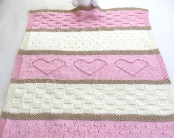 Baby Blanket Pattern, Knit Baby Blanket Pattern, Heart Baby Blanket Pattern, Crib Blanket - Knitting Pattern by Deborah O'Leary