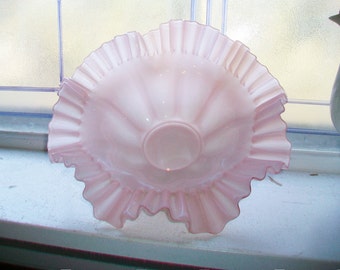 Antique Pink Glass Bride's Basket Bowl