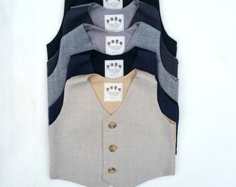 Ring Bearer Vest, Ring Bear, Ring Boy, Suit Vest, Baby Vest, Toddler Vest, Infant Vest, Tan, Navy, Heather, Light Grey, Charcoal, Black, Boy