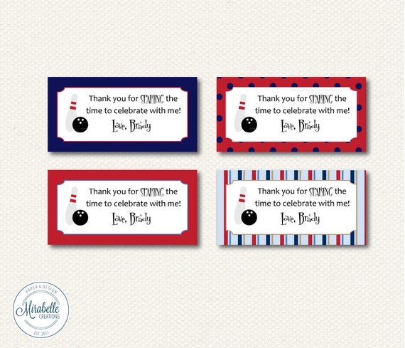 Bowling Printable Digital Party Favor Tags -- Mirabelle Creations Il_570xn