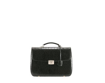 SALE Leather briefcase women NITA // deep green alligator, crocodile embossed (Italian calf skin) - FREE shipping, unisex