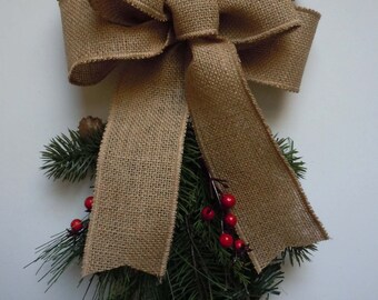 Natural Burlap Bow Rustic Natural Wedding Burlap Bow Burlap Wreath Bow Jute Burlap Wedding Bow Burlap Door Hanger Bow