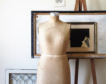 Vintage dress form, vintage linen mannequin form, Palmenberg Cavanaugh Dress model with skirt, linen dress form, Chicago pick up only