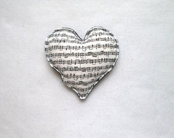 Heart Shape Corn Heating Pad Microwavable Hand Warmer Heat Bag Hot Pad Sheet Music Fabric Black Fleece Music Lover Gift Present for Musician