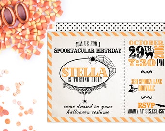 Spooktacular Halloween Birthday Party Invitation | Printable OR Professionally Printed | 5x7