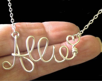 Name Necklace, Custom Silver Necklace, Gold Name Necklace, Personalized Name Necklace, Wire Necklace, Personalized Necklace, Custom Necklace