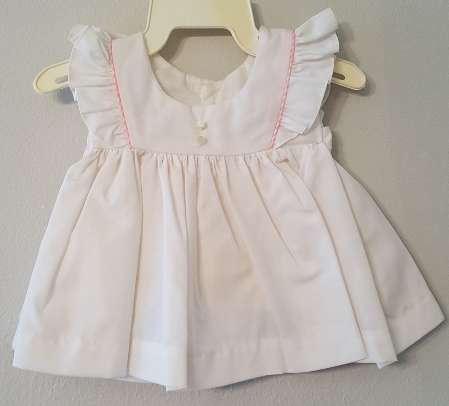 Vintage Baby Girl White Pinafore Dress and Bloomers by C.I.
