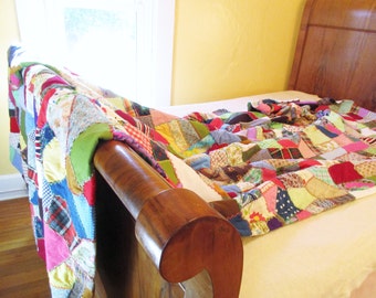 The Craziest 'Crazy Quilt' - Multi-color - Multi-Fabric - Multi-Texture - Giant Quilt - Perfect Accessory for Any Color - Gift For Quilter