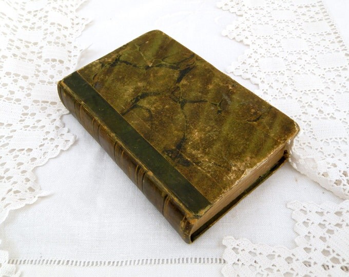 Small Antique French 2 Volumes of "Romans" Stories by Voltaire Printed in 1831 Marbled Paper, Leather Bounded Book, Literature, Writer,