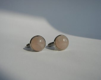 Rose Quartz Cufflinks, Pink Cufflinks, Silver Cufflinks, Bridal Cufflinks, Wedding Cufflinks, Groomsmen Cufflinks, Gemstone Cufflinks.