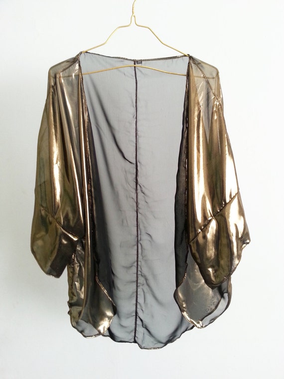 Metallic Gold Swimsuit Cover up Caftan Beach Kimono by MiniRuin
