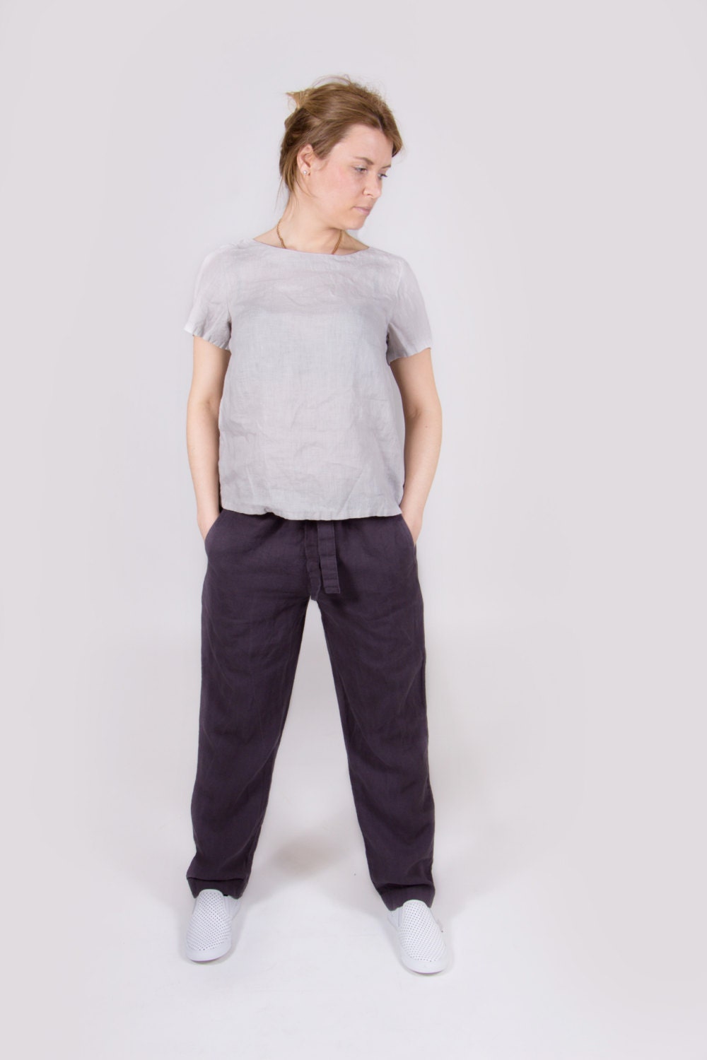 gray linen pants
