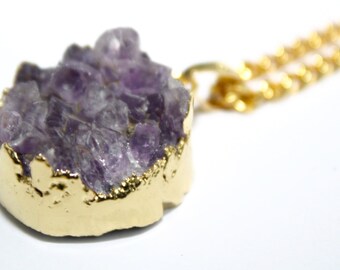 Amethyst Druzy Gold Necklace Druzy Necklace Amethyst Necklace Gold Amethyst Necklace Gold Amethyst Druzy