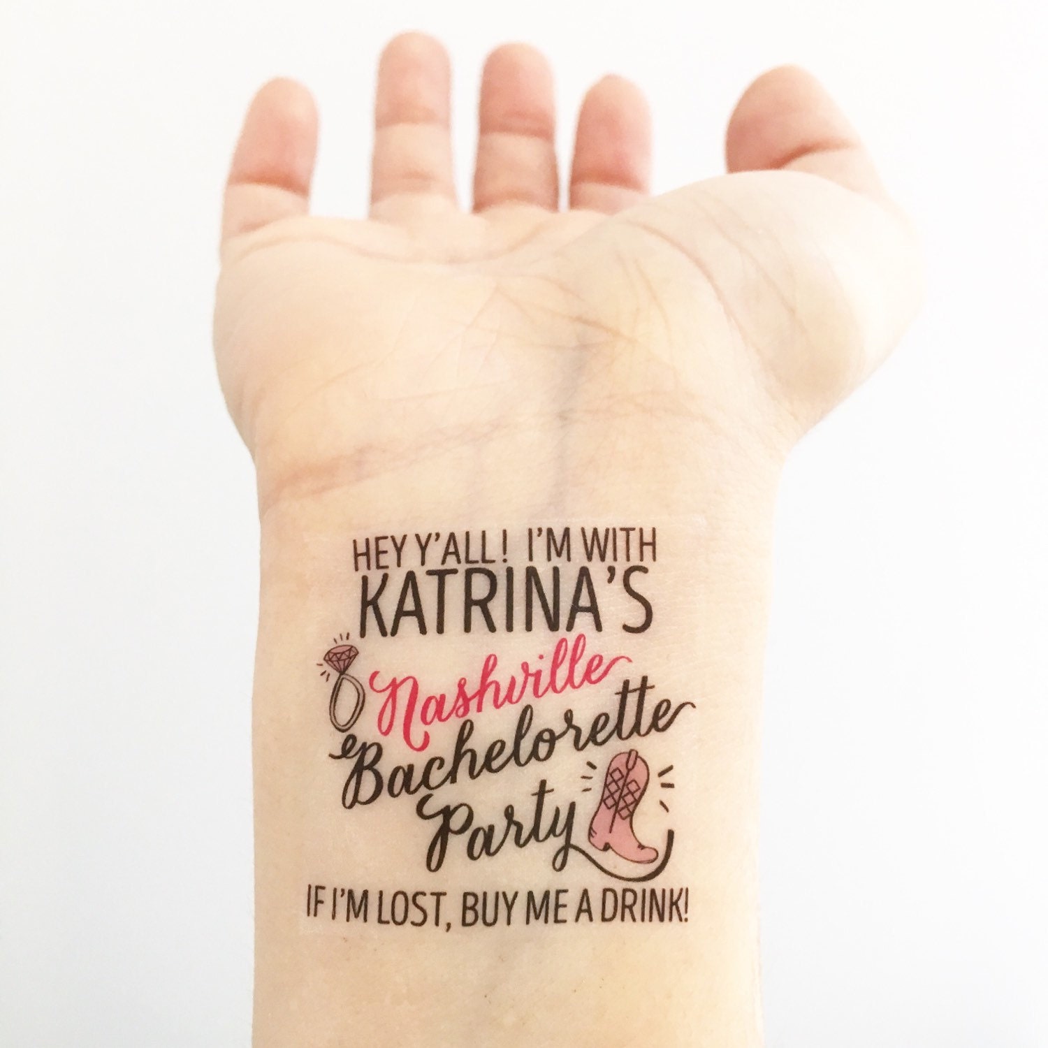 15 Custom Nashville Bachelorette Party Temporary Tattoos
