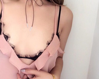 Thin Black Bow choker. Bow choker. Wrap choker. Simple wrap choker. Tie Choker.