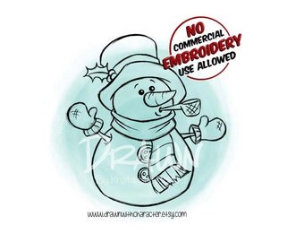Snowman with Pipe Digital Clip Art/ KopyKake Image
