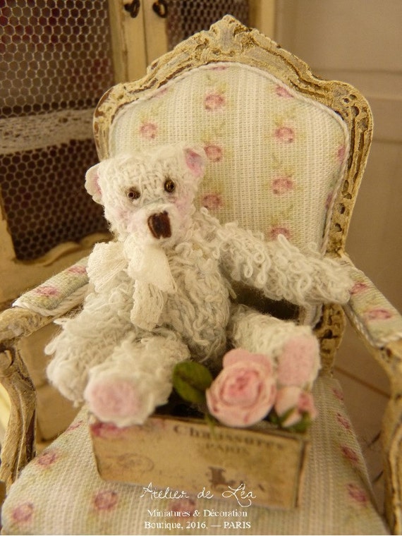 Victorian teddy bear Romantic pale blue French antique lace