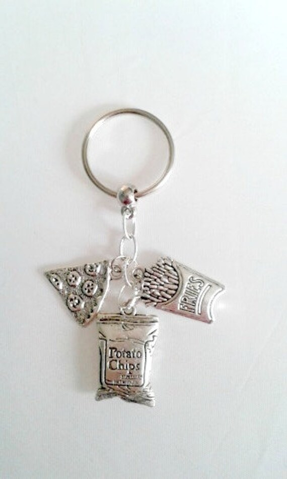 fast food keyring pizza keyring crisps keychain by HAZARDious