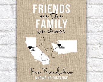 Friends of the Family, Close Friends Gifts, Christmas Gift for Friends, Living Far Away, Moving, Long Distance Friendship, Burlap | WF44