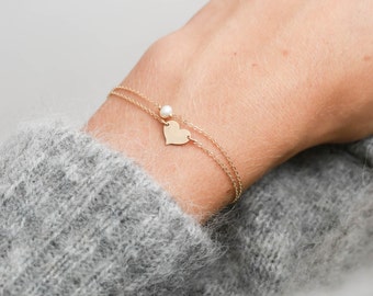 Dainty Pearl Link Bracelet • Tiny Pearl Bracelet Gold • Delicate Layering Bracelet • 14K Gold Fill, Rose Gold Fill, Sterling Silver • LB613
