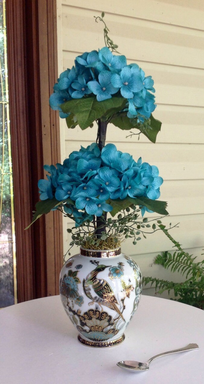 Topiary Floral Topiary Hydrangea Topiary by BlueLanternDesignLLC