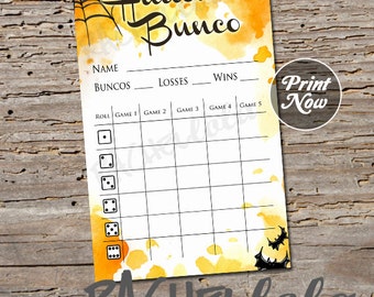 Halloween, spiderweb Bunco score card, instant download