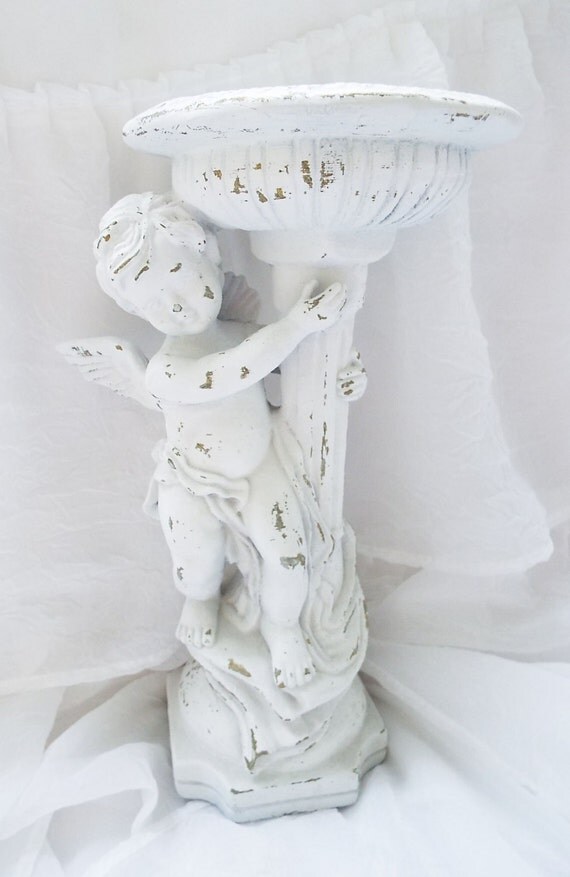 Vintage Cherub Candle Planter Vase Holder White Wedding Home
