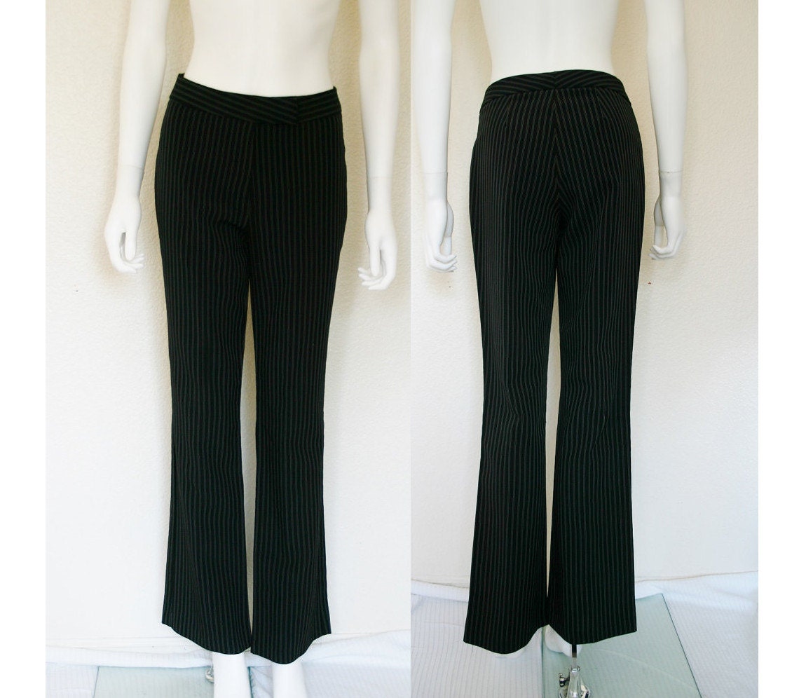 womens black and white pinstripe pants