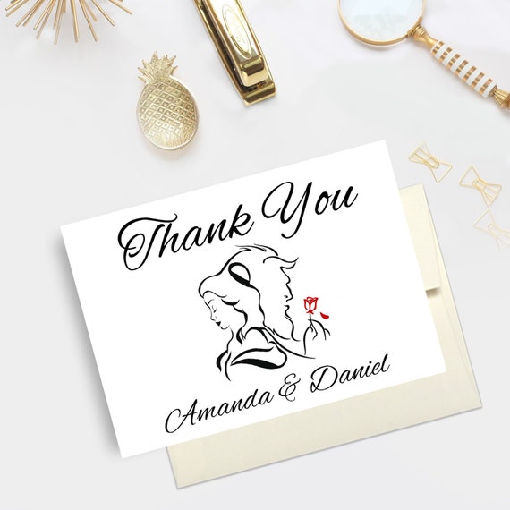 Beauty and the Beast Wedding Thank You Cards Personalized