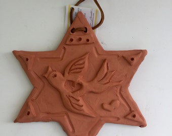 Handmade Judaica Star of David Clay Garden Art by Cristina Acosta