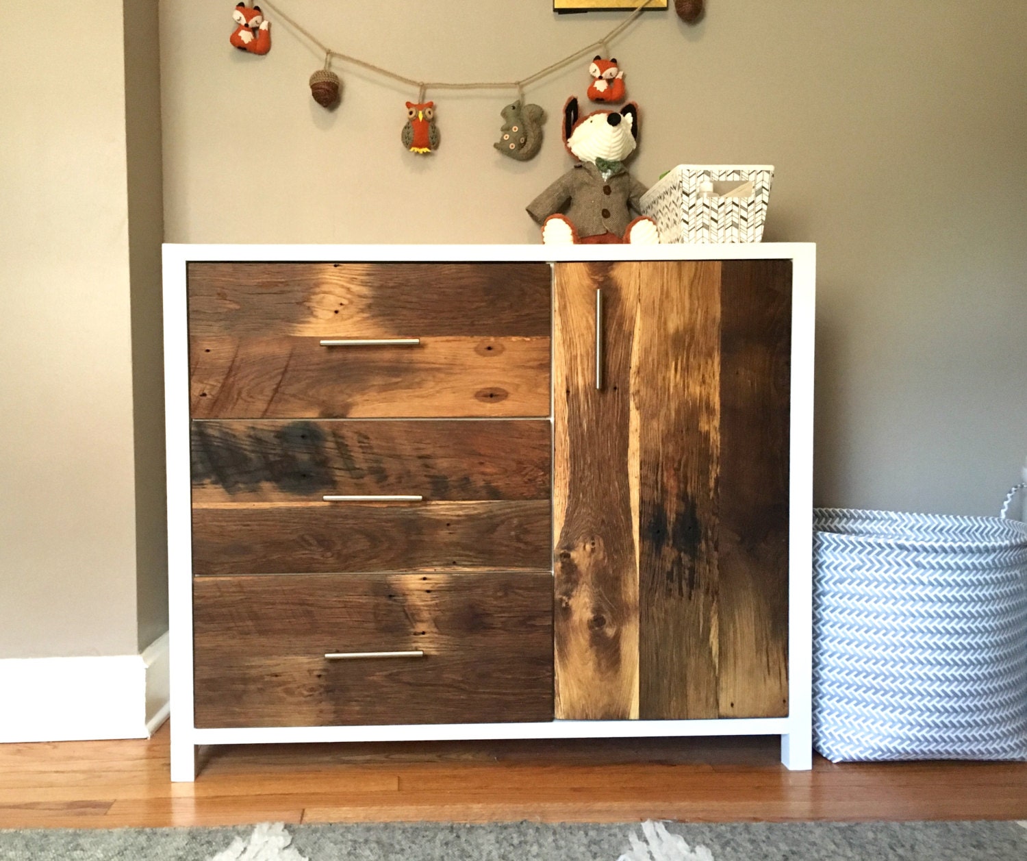 White Reclaimed Wood Nursery Dresser Changing Table