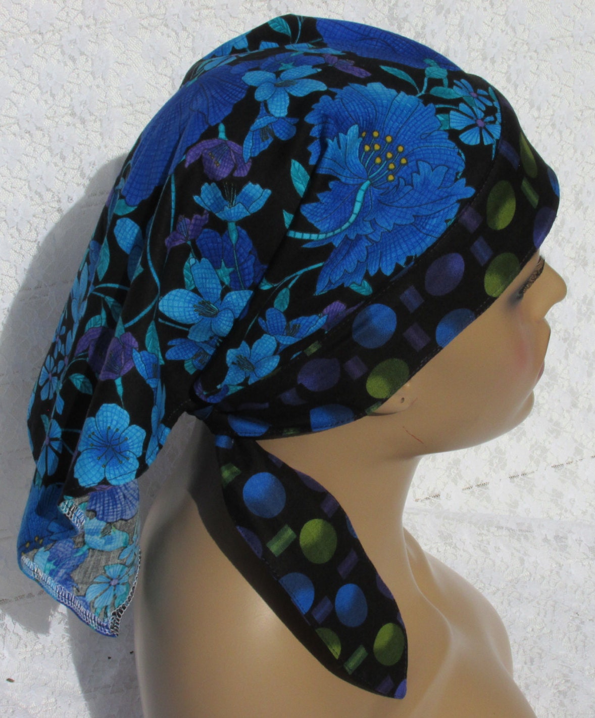 Floral head scarf chemo scarf cancer scarf head wrap with a