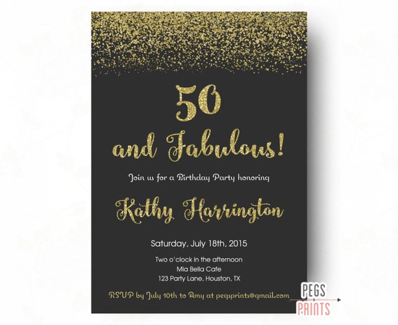 50th Birthday Invitation for Women 50th Birthday by PegsPrints