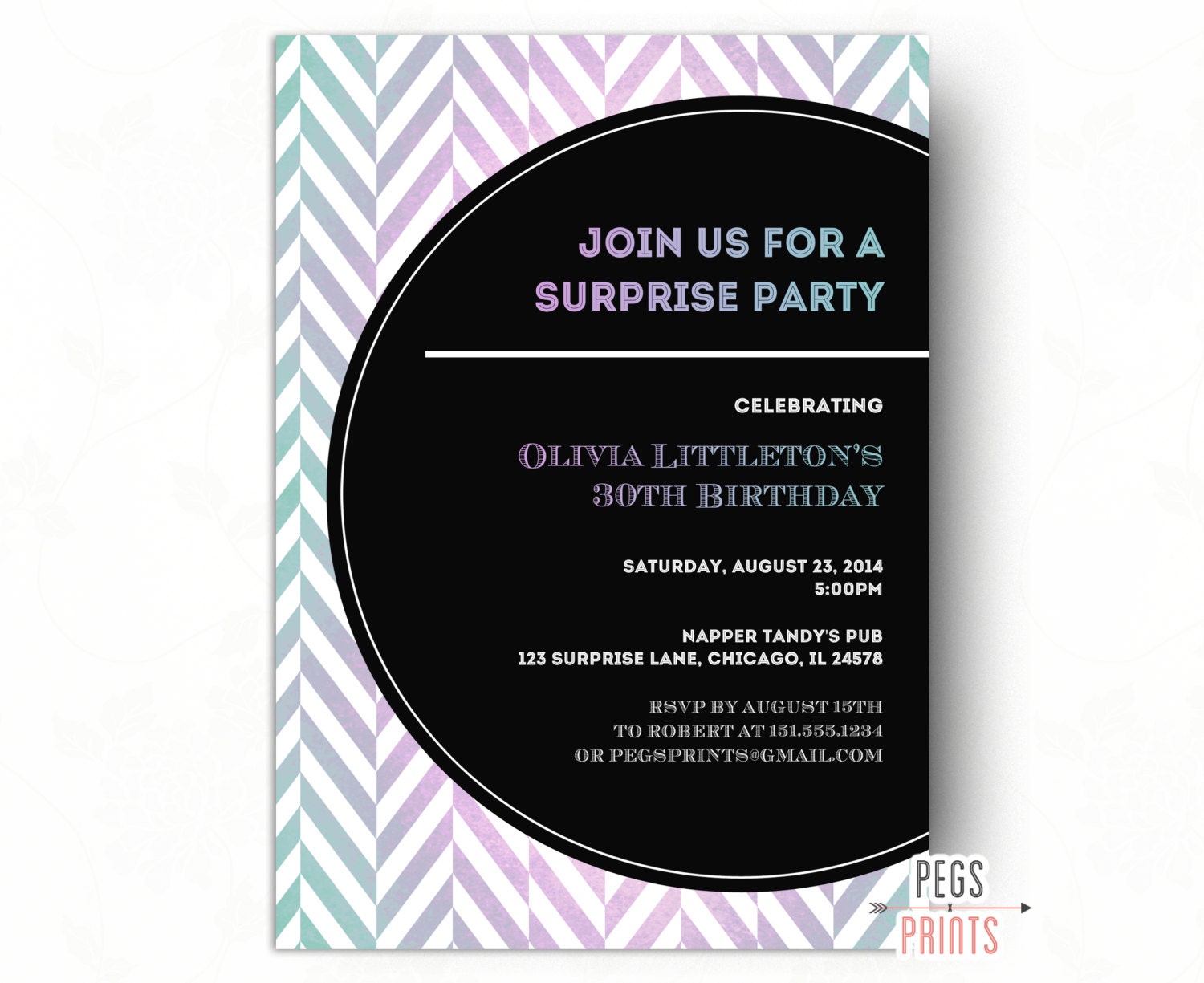 Adult Surprise Birthday Invites Printable Colorful Surprise