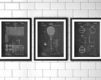 Tennis Patent Posters Group of 3, Tennis Wall Art, Coach Gift, Vintage Tennis, Sports Decor, PP1172