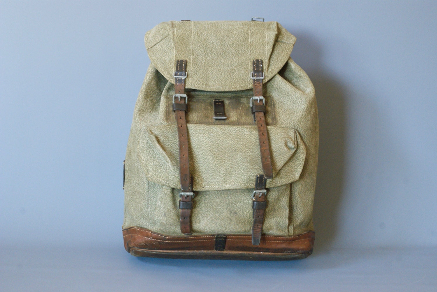 SWISS ARMY 1957 BACKPACK Military Leather and Canvas Bag