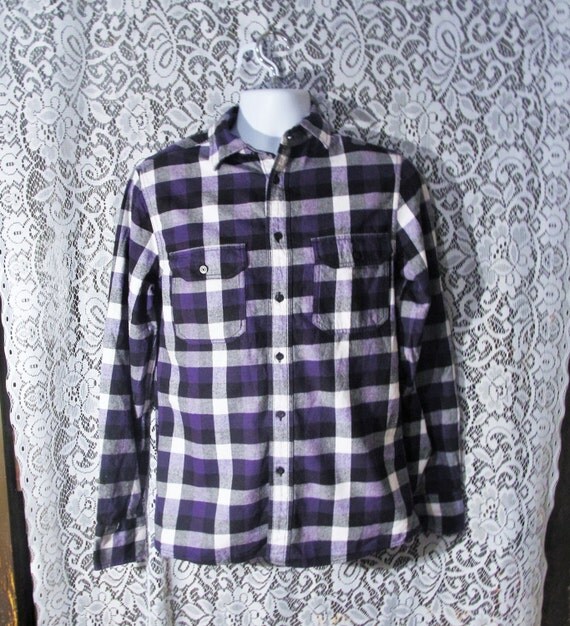 Purple Plaid Flannel Shirt Vintage Mens Shirt Purple Flannel