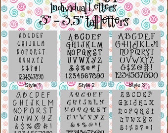 3" - 3.5" tall - Individual Vinyl Letters - Adhesive - Personalize/ Organized life/ Alphabet letters/ Monogram/ Child name/ toy box