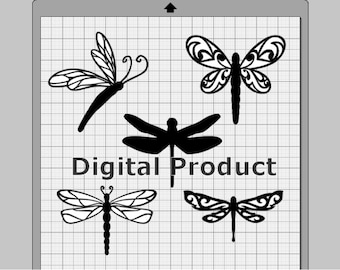 Dragonfly Collection SVG, (dxf, eps, pdf, png, svg, studio3 file types), Die Cut Files, Silhouette Cameo, Cricut, Instant Download