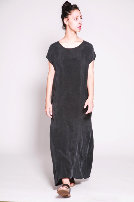 Black Maxi Dress Loose Fitting Dress Summer Dresses by dragonflyhm